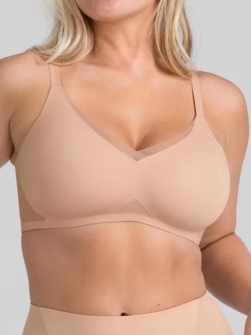 Honeylove Crossover Nude Sand Beige Seamless Wireless Bra XL